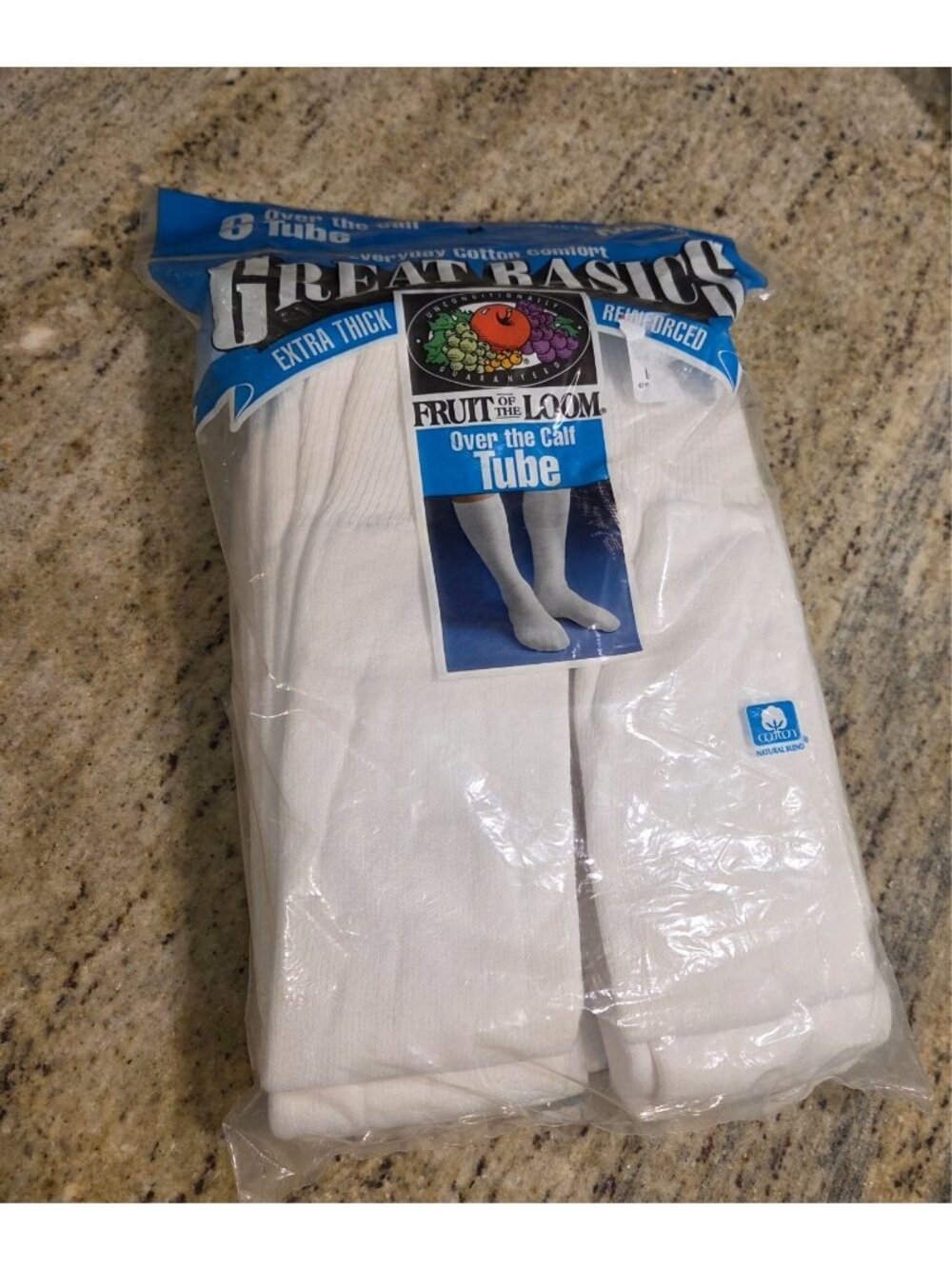 VTG Fruit of the Loom Mens 6-12 Soft Cotton Over The Calf Tube Socks 6 Pack USA
